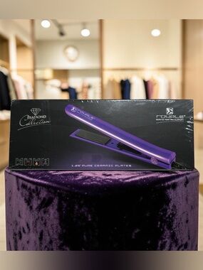 Royale Diamond Ceramic Flat Iron 1.25” Purple Hair Straightener NIB